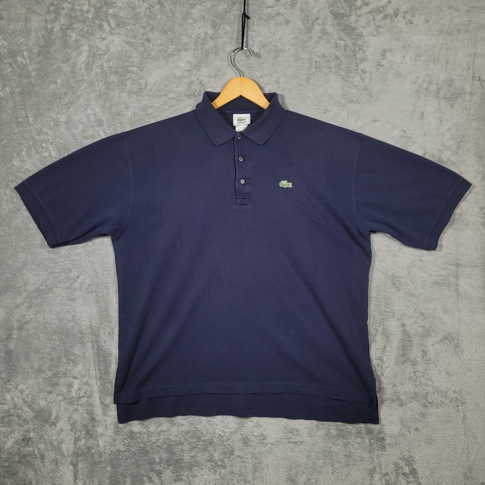 Lacoste Navy Blue Classic Pique Polo Shirt with Green Croc Logo